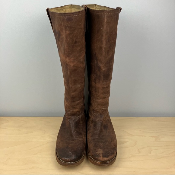 Frye Women’s Size 11.0 B Celia x Stitch Tall Brown Leather Riding Boots Pull On - Picture 4 of 15